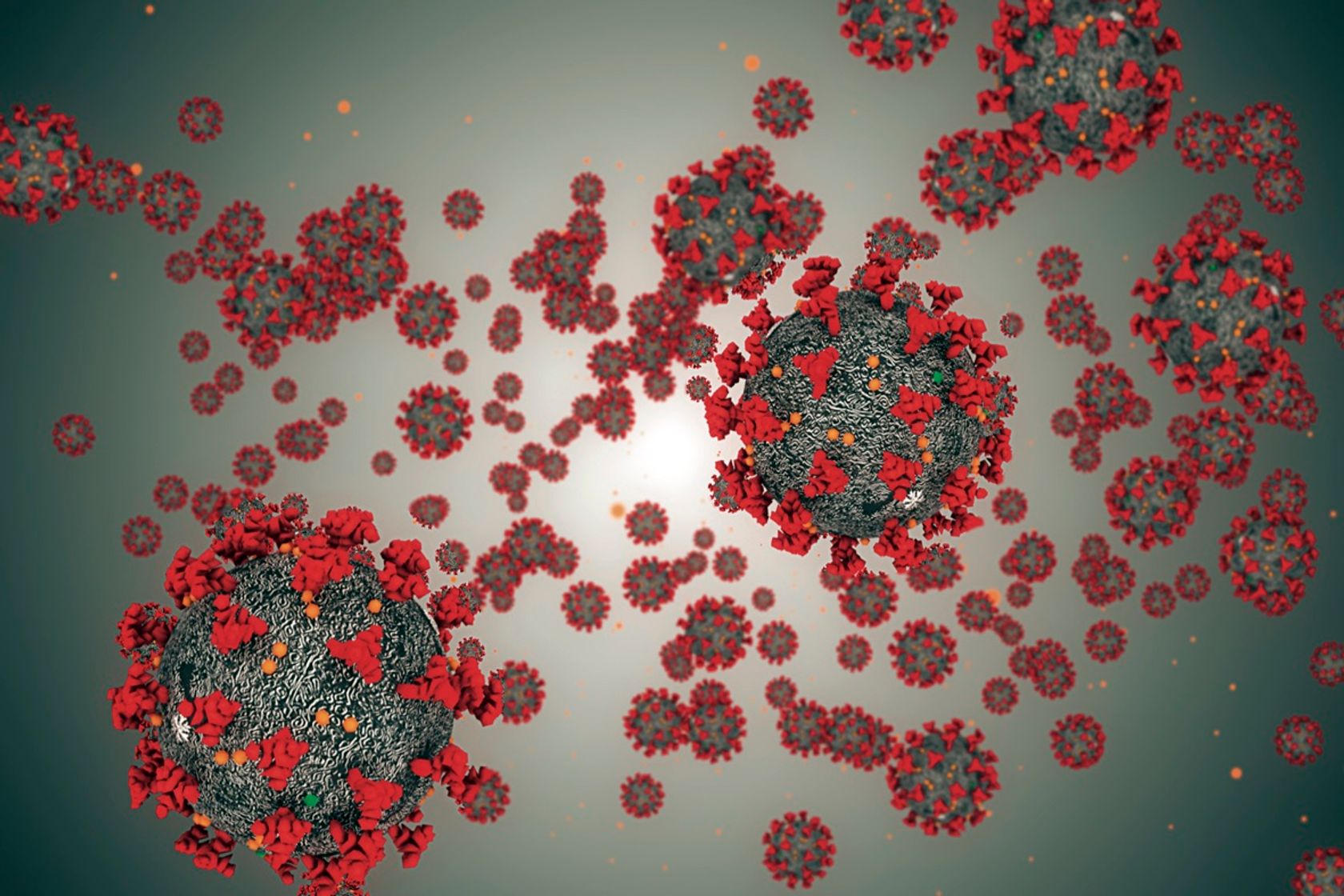 Corona-Viren mit Computergrafik dargestellt